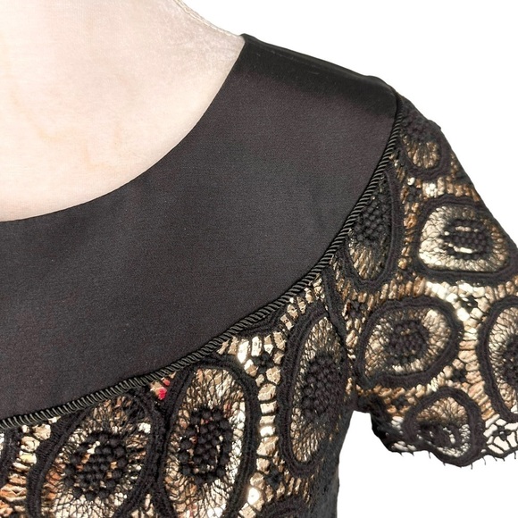 3.1 Phillip Lim mini cocktail dress black lace gold sequins 4 short sleeve - Picture 7 of 16